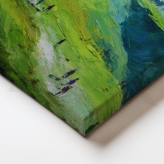 Green Hills Journey Canvas Artwork – Scenic Mountain Path Landscape Wall Art