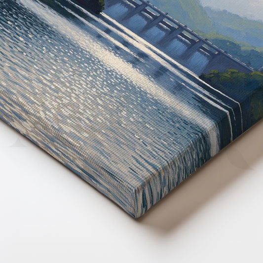 Serene Reservoir View Canvas Artwork for Bedroom or Retreat Corners