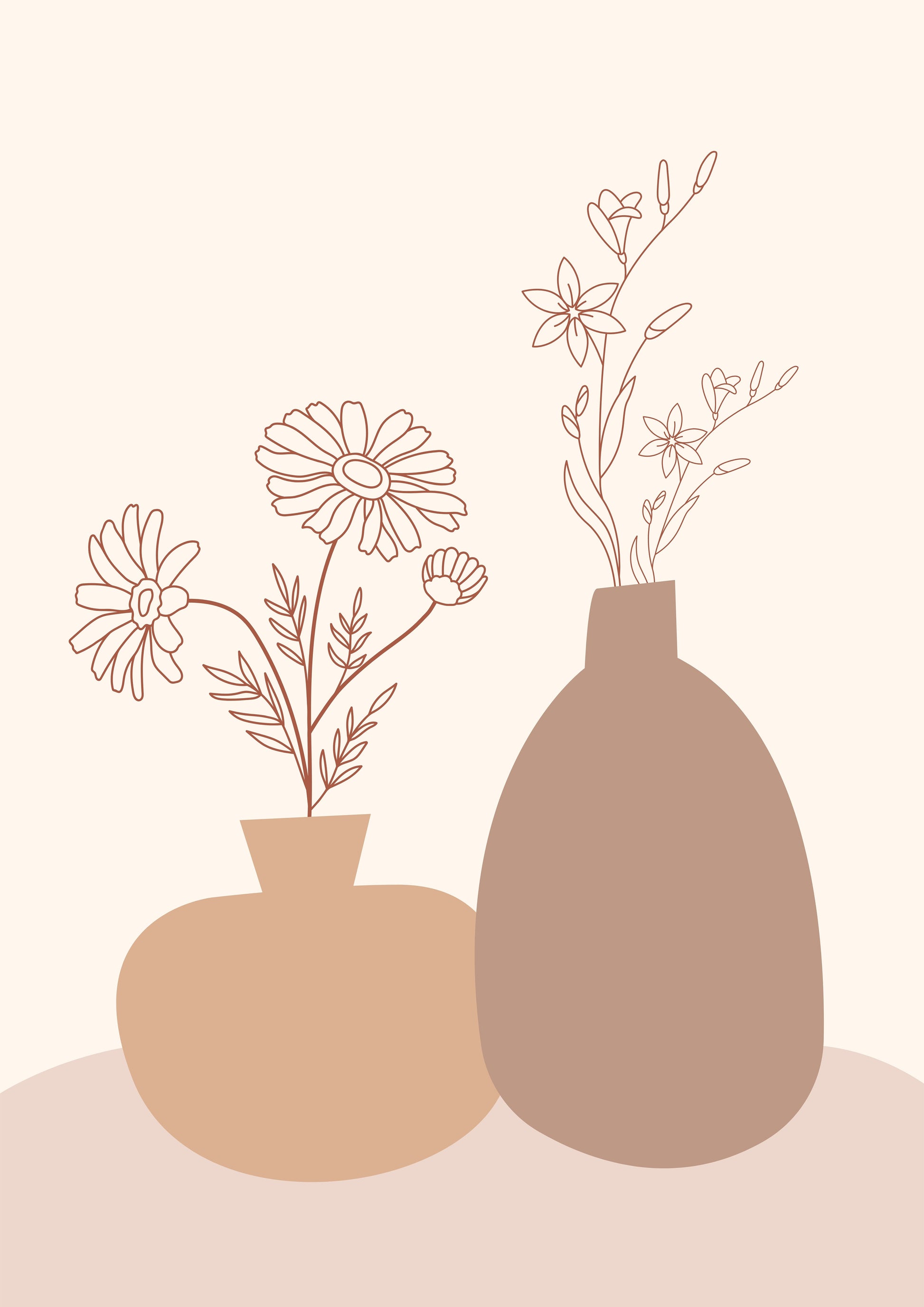 sketch of two flower vase wall poster anciq