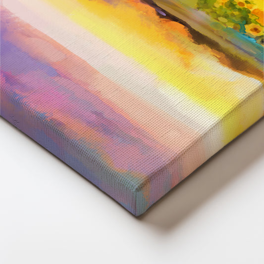 Golden Horizon Bloom Canvas Wall Painting