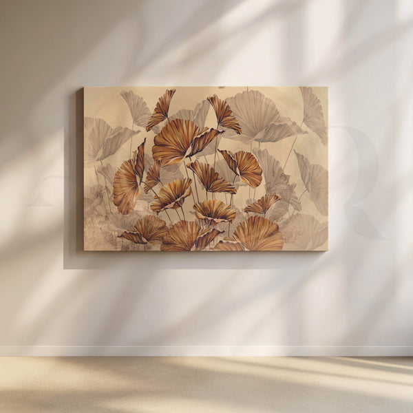 Golden Ginkgo Elegance Floral Artwork