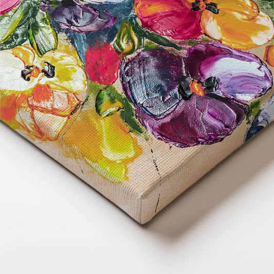 Colorful Floral Bouquet Canvas Painting - Elegant Wall Art