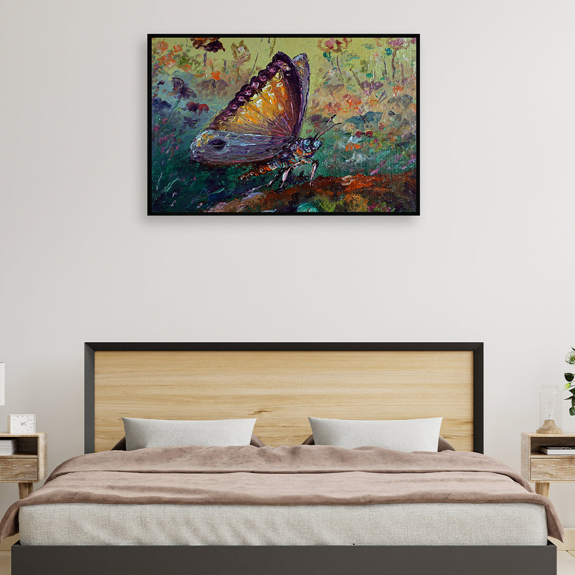 Vibrant butterfly takes a rest on a colorful wildflower.