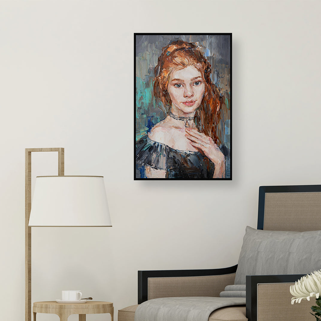 Beautiful portrait of a young girl, alluring piece canvas artwork.