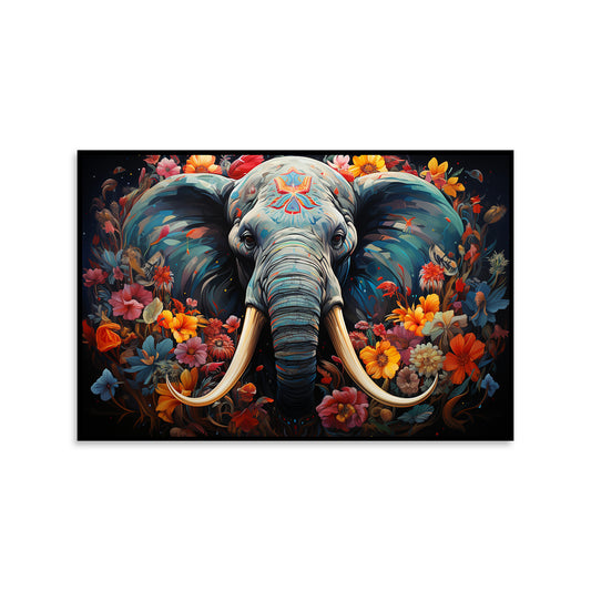 From Trunk to Petal: The Elephant and the Language of Flowers Canvas Print Artwork