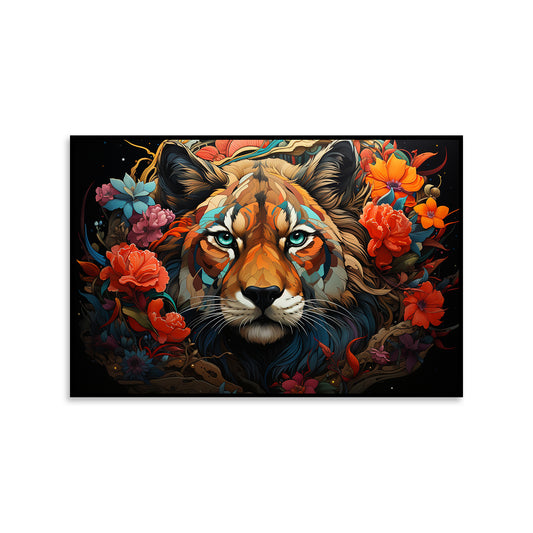 A Tiger Composed of Code, Prowling a Field of Digital Flowers