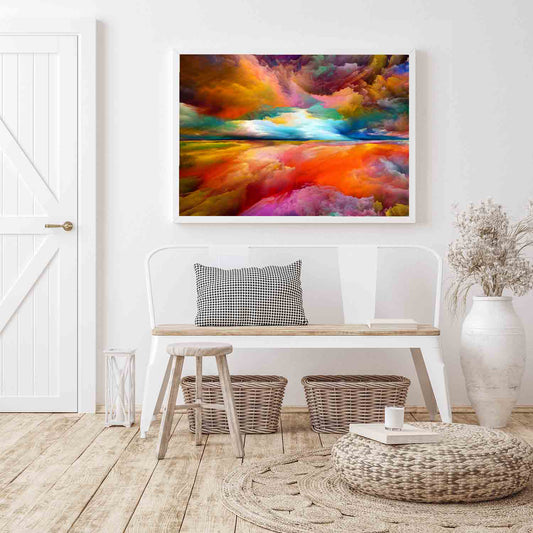 Abstract swirls of color dance across a vibrant sky.