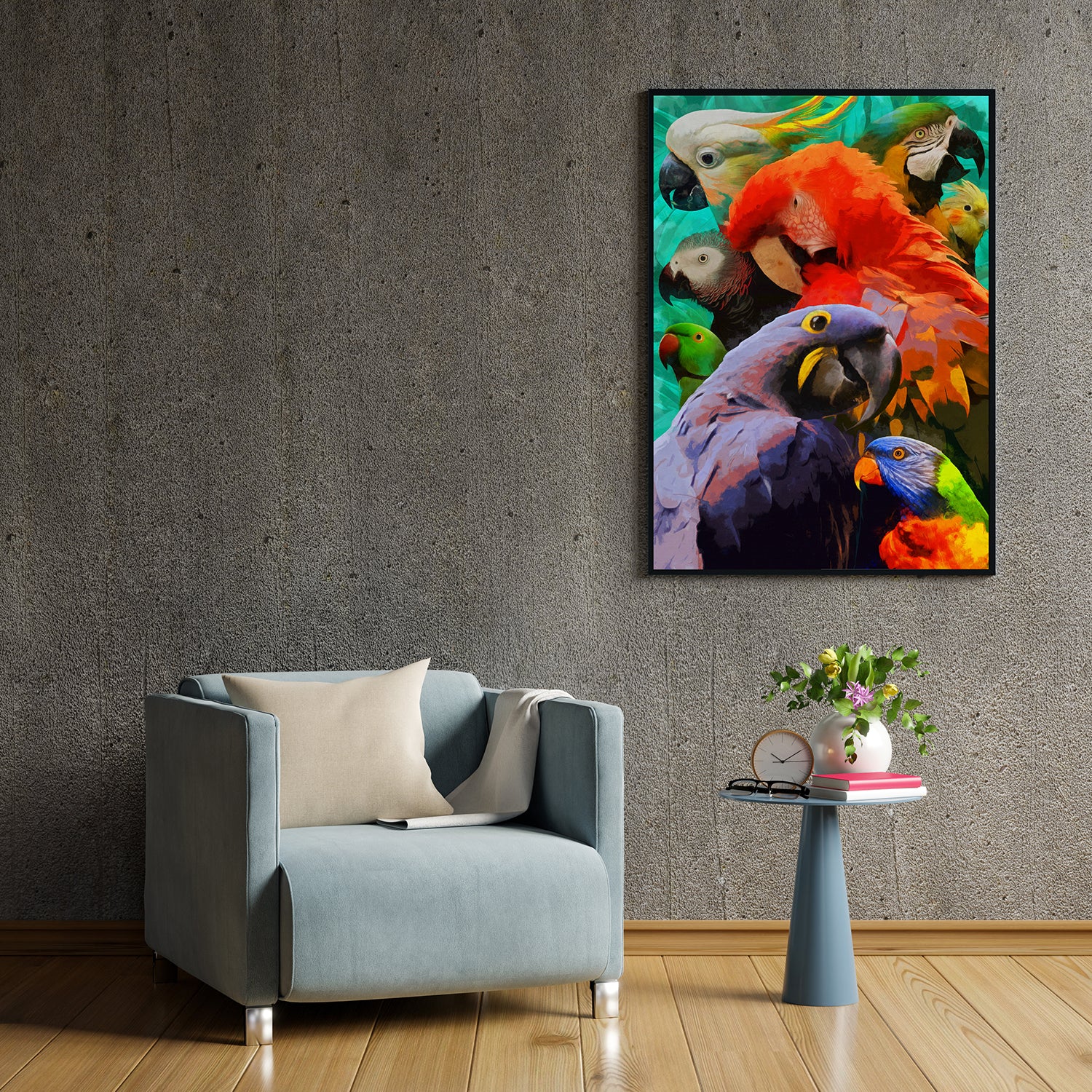 Colorful Parrots Canvas Wall Painting