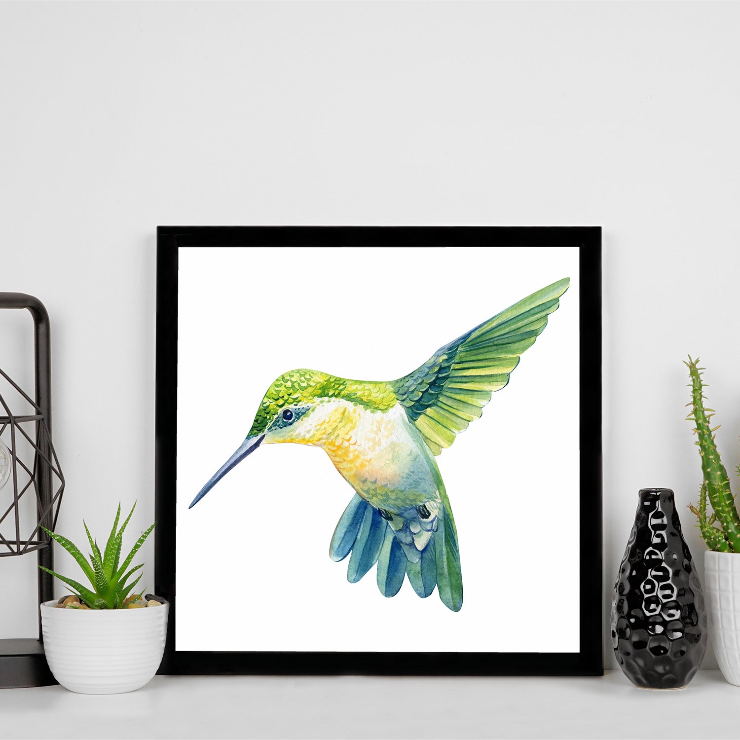 A tiny jewel of a bird, the hummingbird hovers in mid-air.