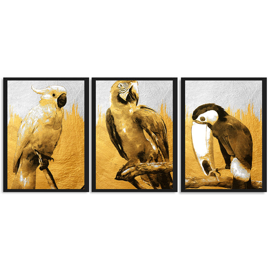 Sepia Avian Trio Canvas Wall Painting