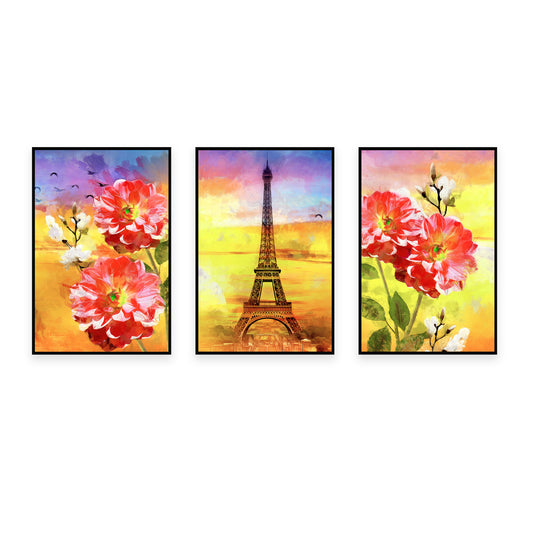 A Blooming Affair with the Iconic Tower Canvas Wall Painting