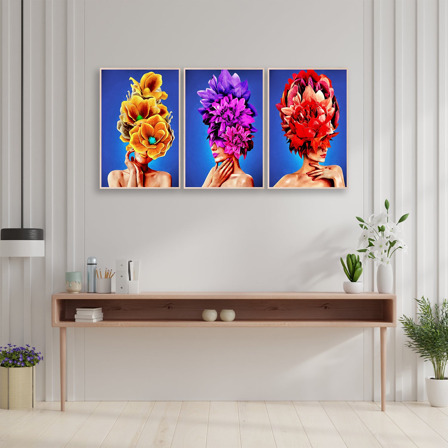 Three queens wear crowns of blooms.
