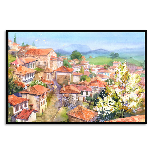 Mountain Village Tranquility Canvas Wall Painting