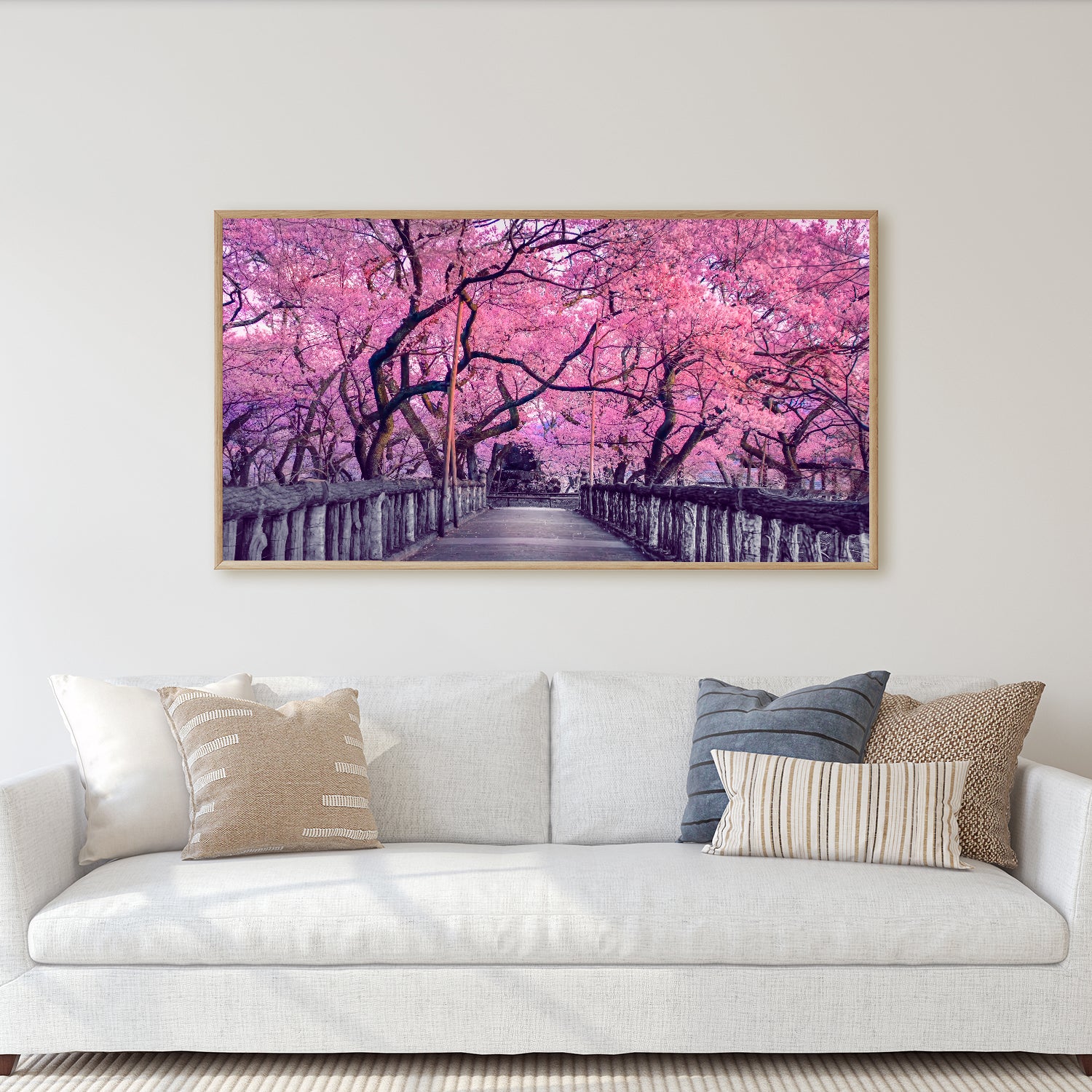 Cherry blossom bridge defining arrival of spring.