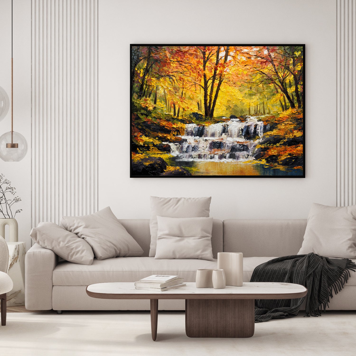 Dreamy waterfall whispers on canvas.