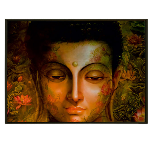 Buddha Wall Art Canvas Framed Paintings Abstract Art Meditation Room Decor Colorful Buddha Statue Pictures Religious Lotus Flower Artworks Large Size Bedroom Yoga Room Home Decoration.