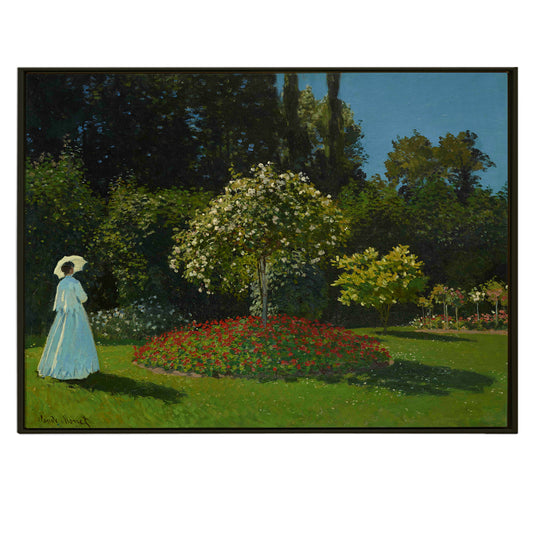 Lady in the Garden by Cloude Monet Canvas Prints Classic Reproduction Modern Wall Art Impressionism on Framed Canvas Artwork Perfect for Office and Home Wall Decor.
