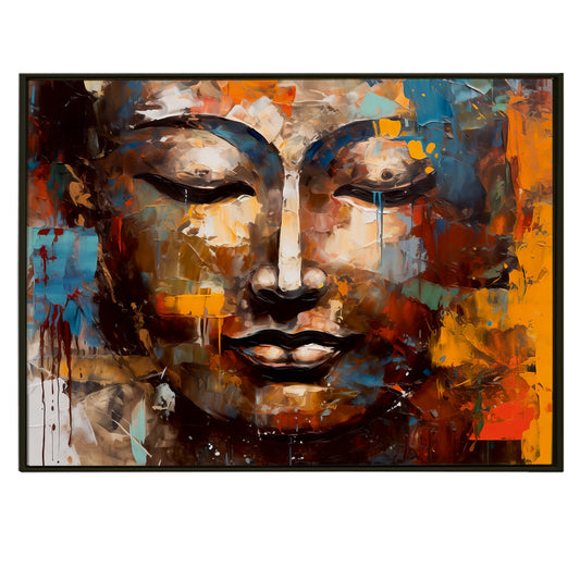 Buddha Large Wall Art Canvas Framed Paintings Abstract Art Meditation Room Decor Colorful Buddha Statue Pictures Religious Lotus Flower Artworks Bedroom Yoga Room Home Decoration.