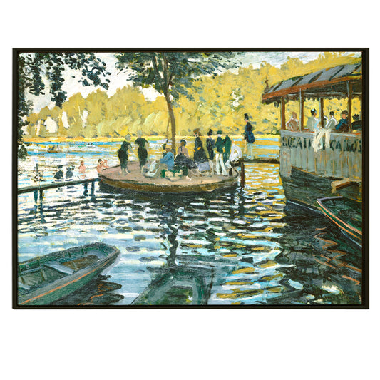 La Grenouillère floating restaurant and boat Modern Canvas Prints of Claude Monet Paintings Large Wall Art Reproduction Abstract Artwork For Living Room Office Home Decor.