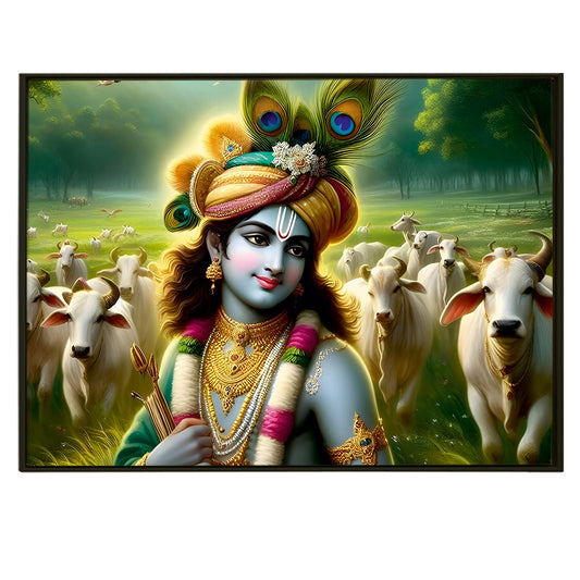 Enhance Your Home Decor With Mesmerizing Krishna Painting Print Framed Canvas