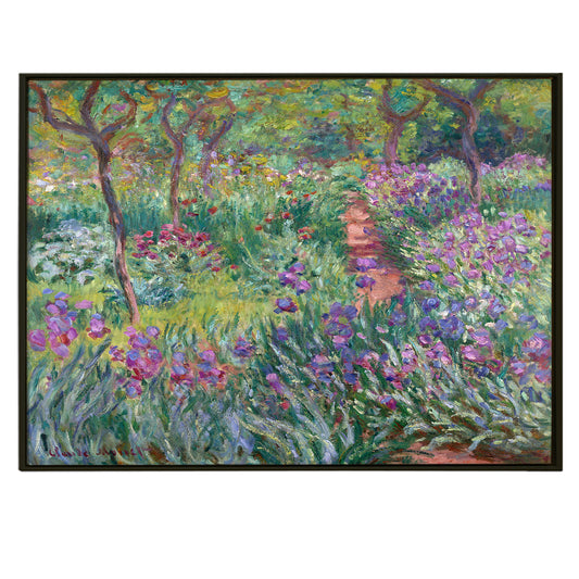 Modern Framed Canvas Prints of Claude Monet Paintings Reproduction Abstract Floral Artwork Garden Pictures View on Canvas Wall Art For Living Room Office Home Decor.
