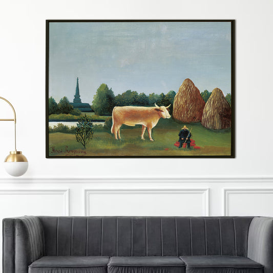 Landscape With Cow By Henri Rousseau Wall Art Print Canvas Artwork for home decor wall art