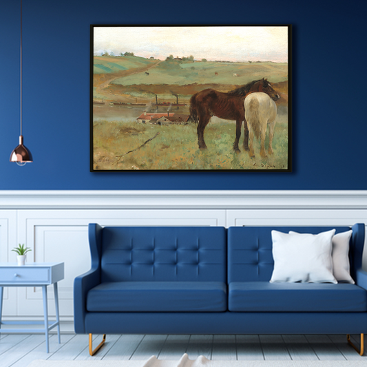 Horses in a Meadow By Edgar Degas Art Print Canvas Painting For Home Decor