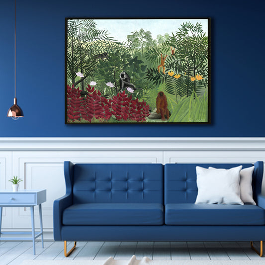 Tropical Forest With Monkeys By Henri Rousseau Canvas Art Print Masterpiece for Home Decor Wall Art