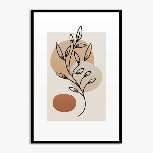 Minimalist Floral Artwork Print with Earthy Tones