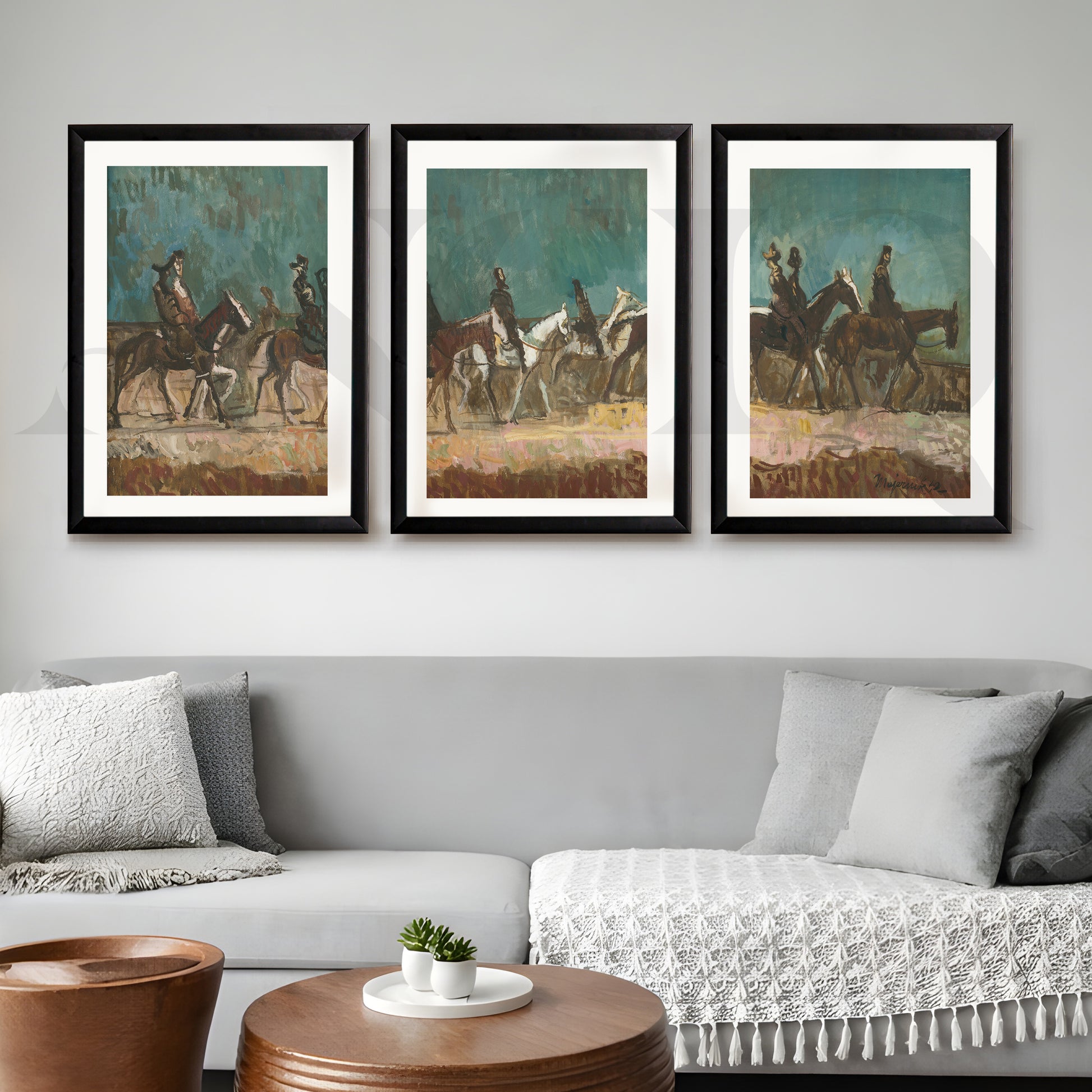 Equestrian Riders Vintage Gallery Wall – Set of 3 Classic Artworks - 18 x 24 Inches for Living Room