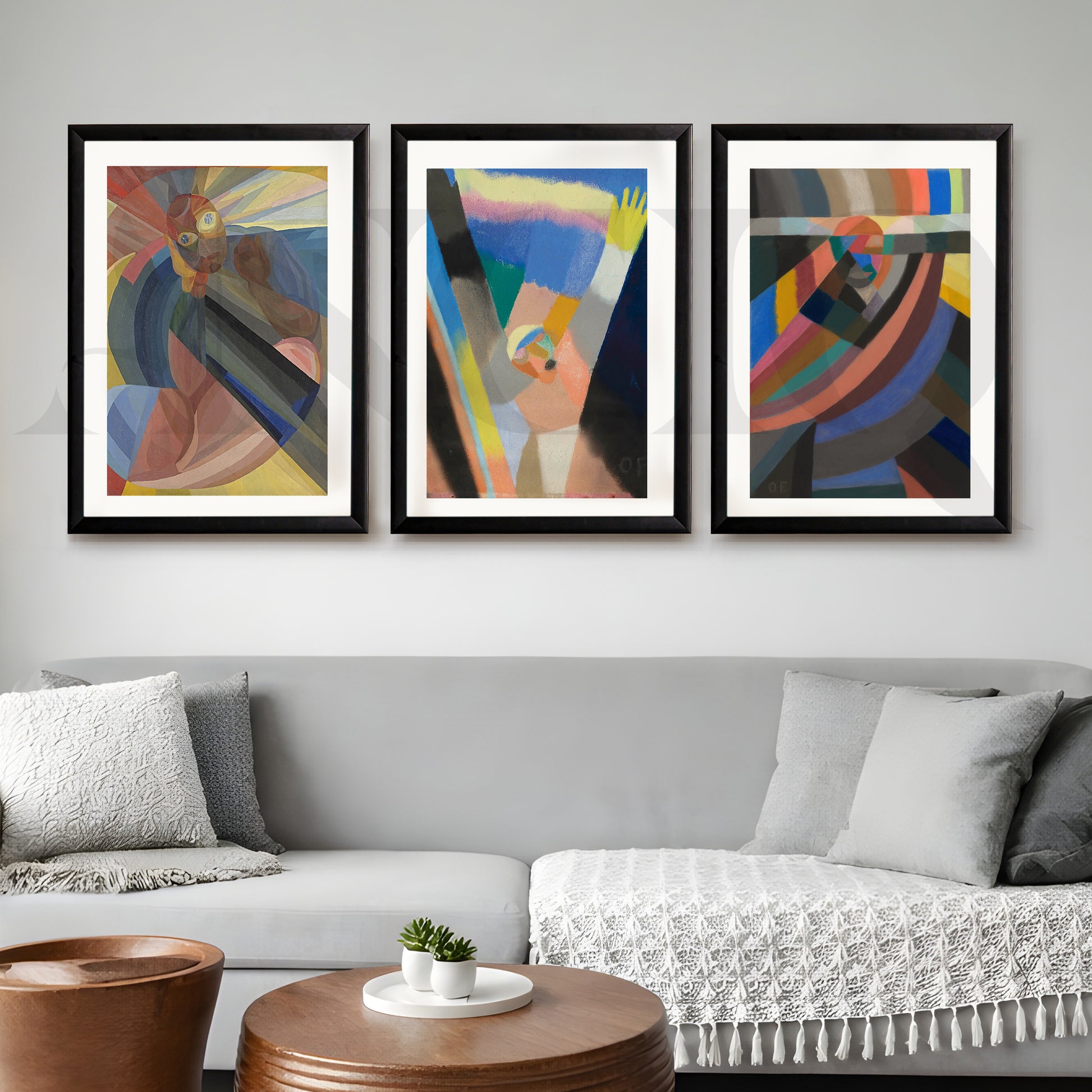 Color Spectrum Abstract Gallery Wall – Set of 3 Expressionist Artworks - 18 x 24 Inches for Living Room