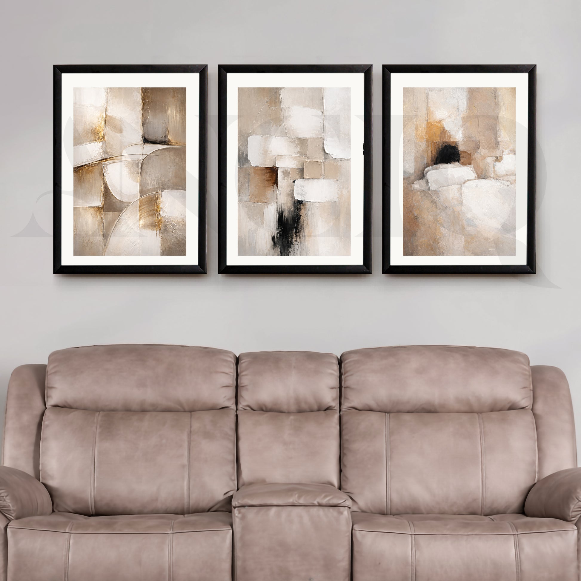 Earthy Textured Abstraction Gallery Wall – Set of 3 Contemporary Artworks - 18 x 24 Inches for Living Room