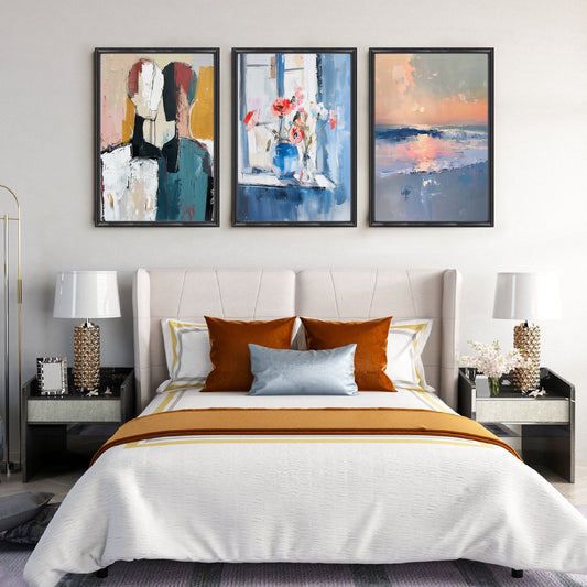 Soft Horizon Harmony Gallery Wall – Set of 3 Artworks