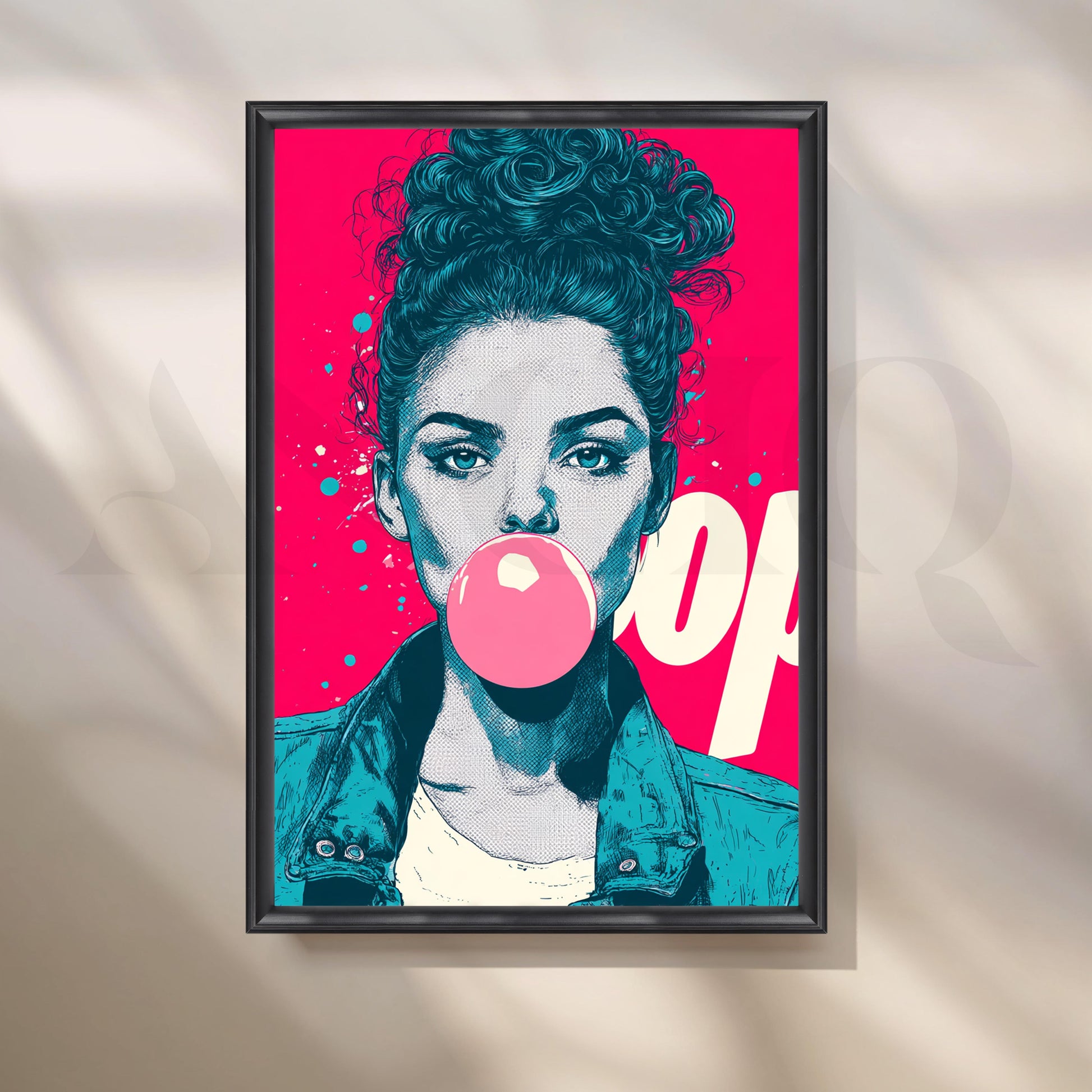 Trendy Bubble Gum Girl Pop Art for Entryway/Hallway
