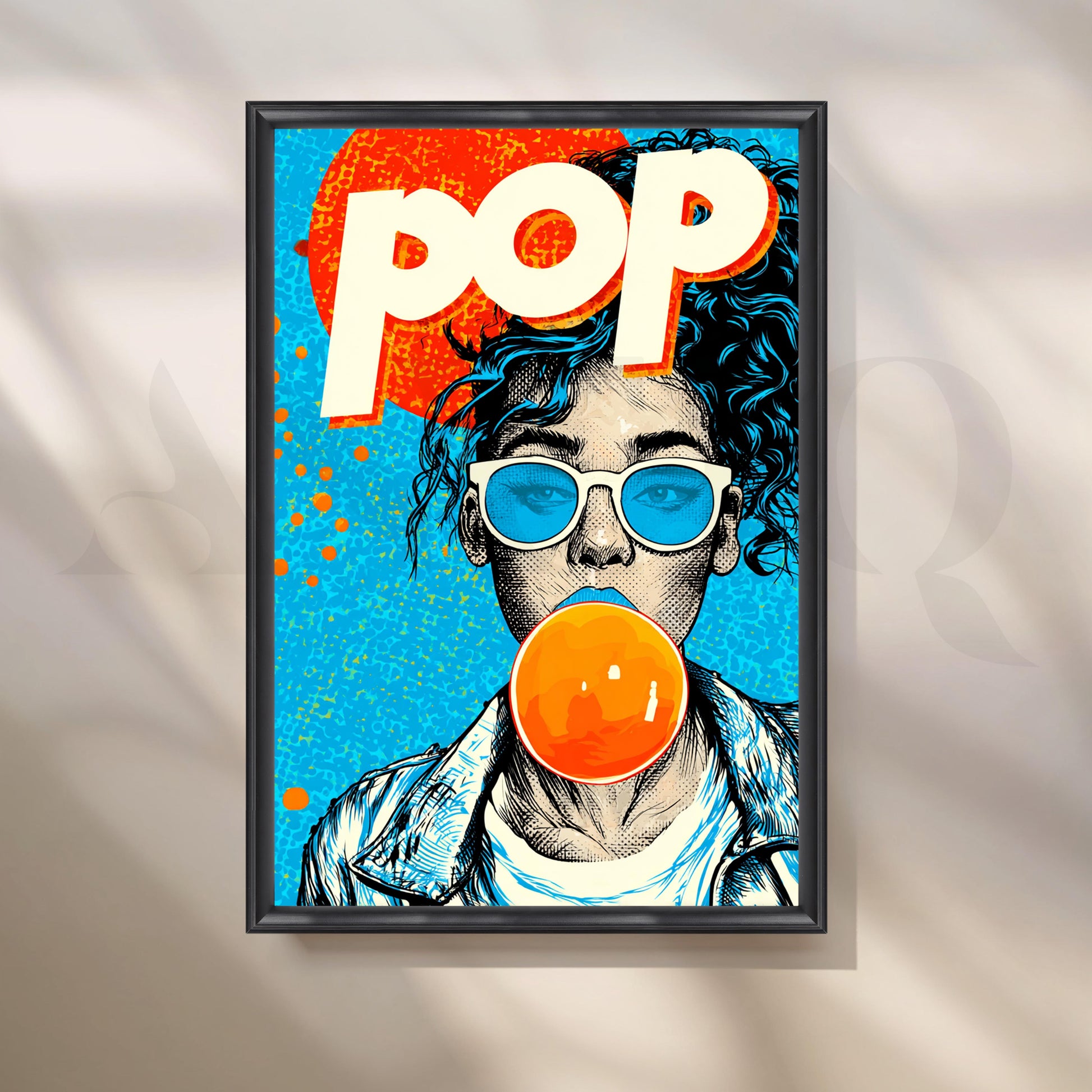 Pop Art Girl Blowing Bubble Gum for Entryway/Hallway