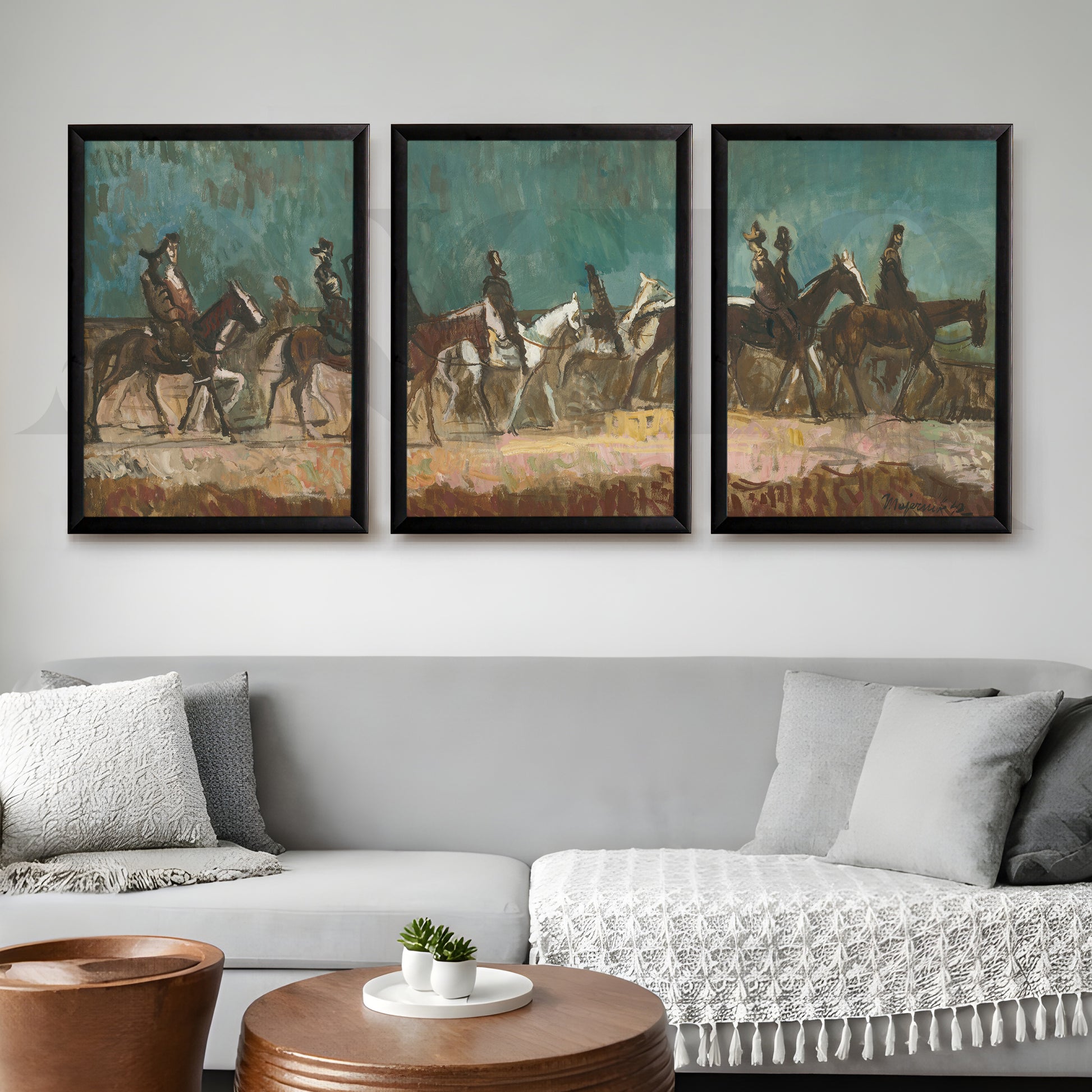 Equestrian Riders Vintage Gallery Wall – Set of 3 Classic Artworks - 18 x 24 Inches for Living Room