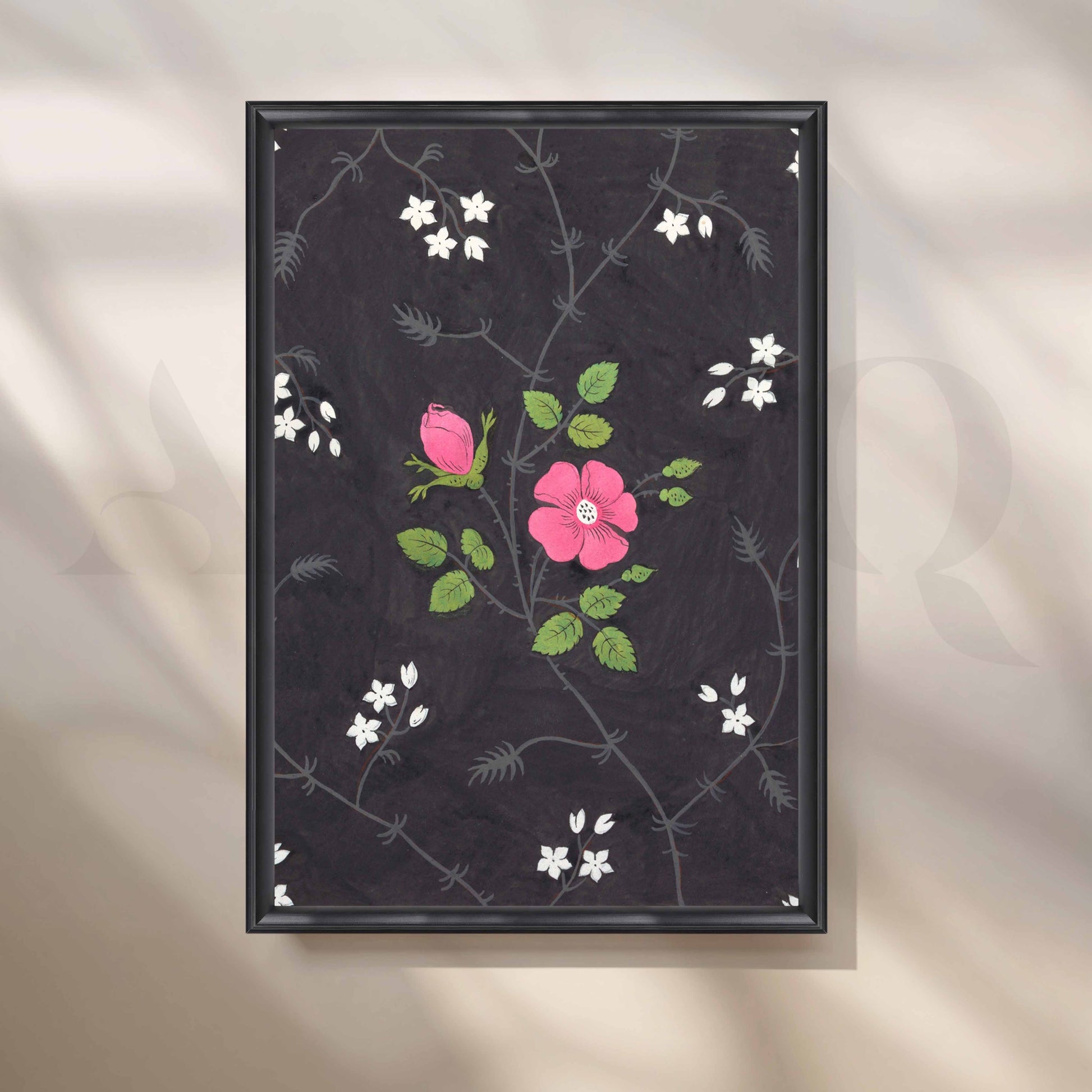 Minimal Floral Pattern Canvas Artwork for Living Room