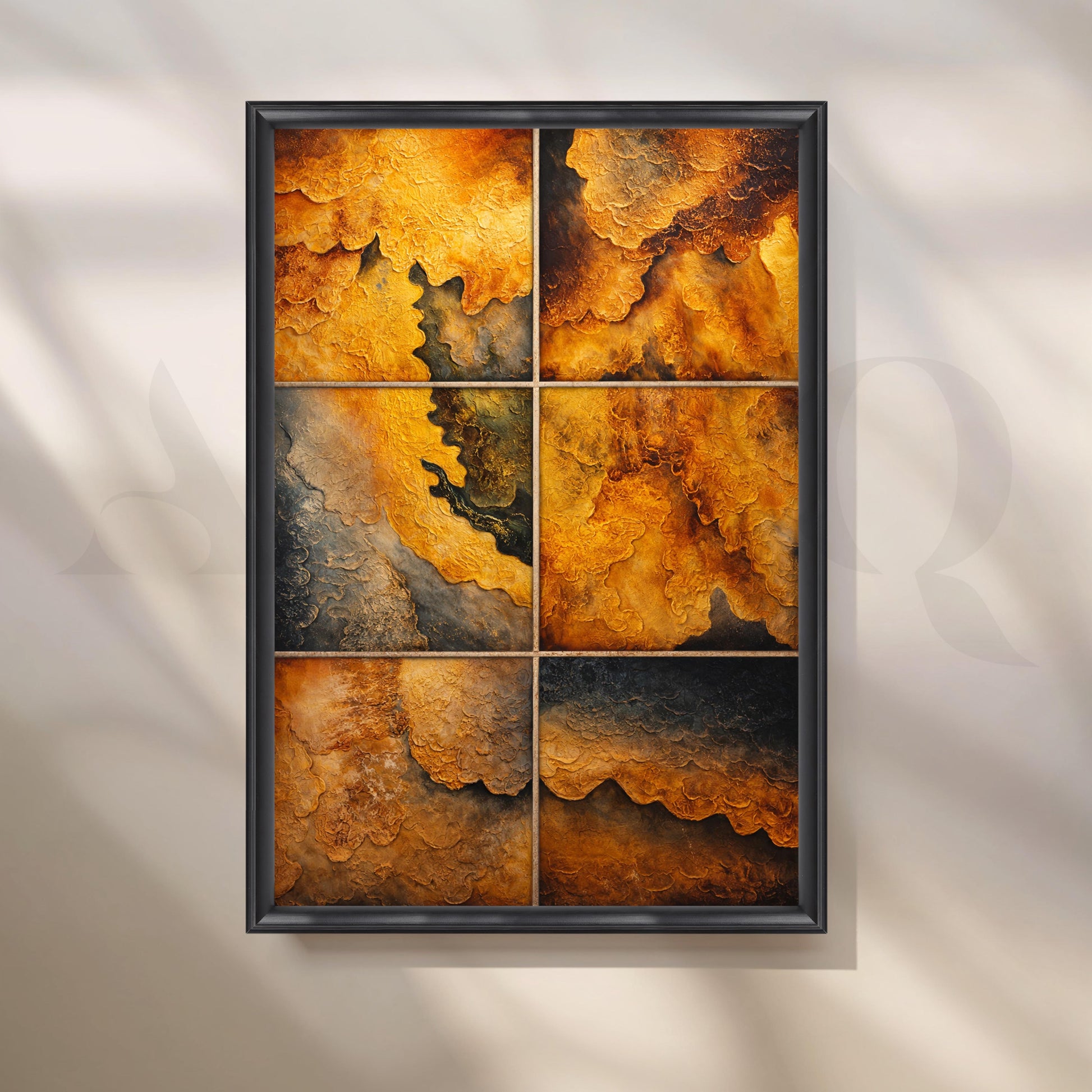 Golden Earth Abstract Texture Canvas Artwork for Living Room