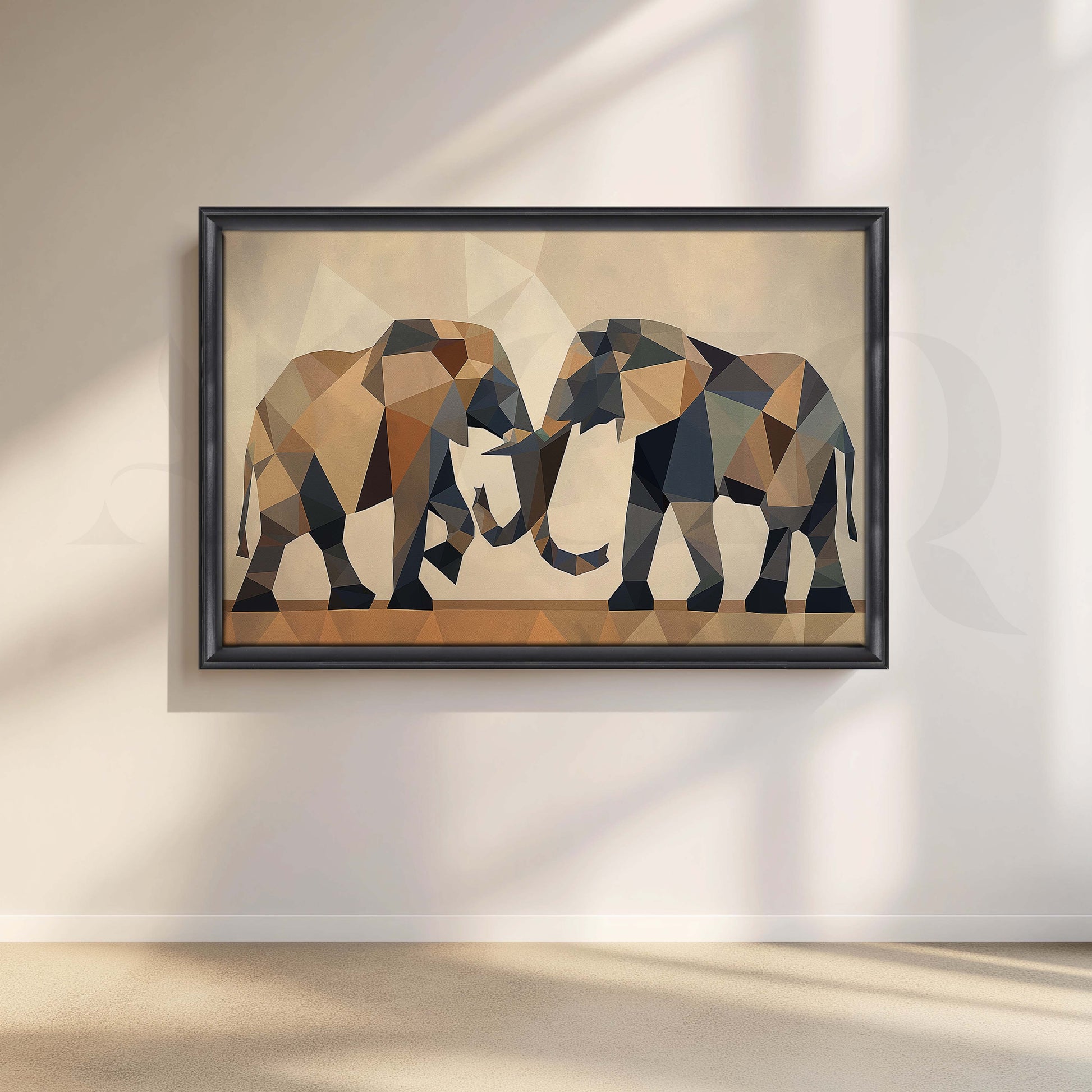Geometric Elephant Canvas Artwork for Living Room