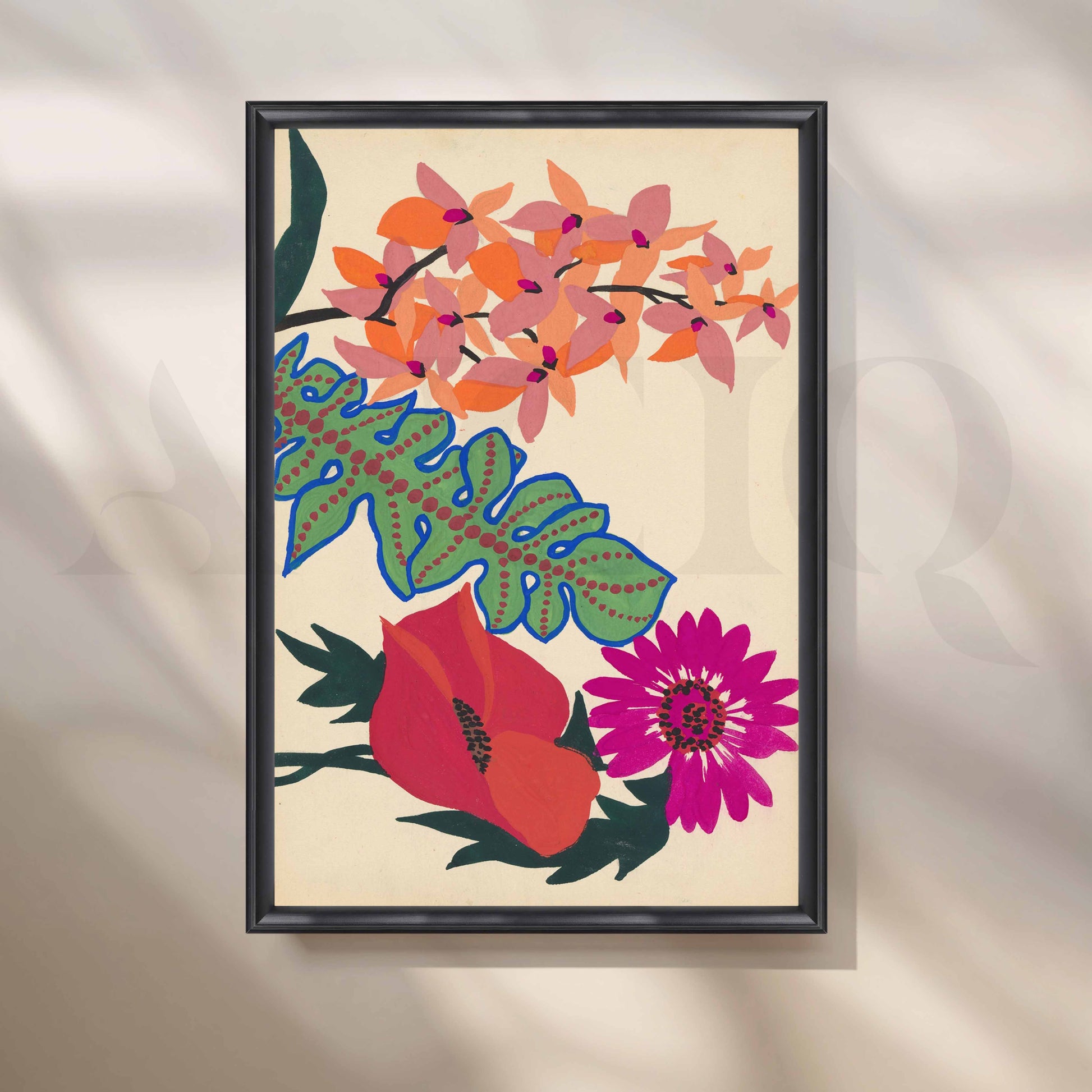 Bold Tropical Floral Canvas Artwork for Stylish Bedroom