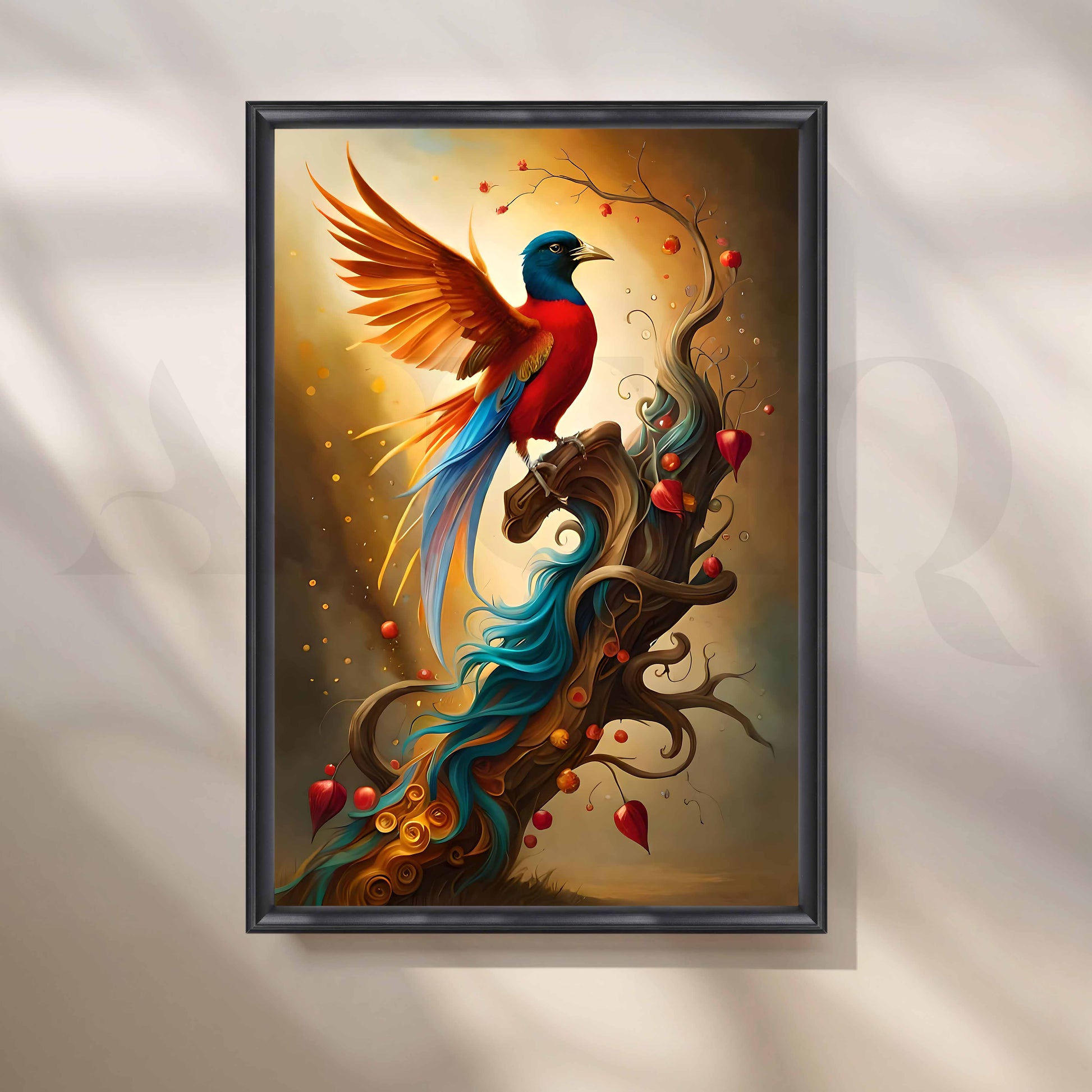 Colorful Fantasy Bird Pop Art Illustration for Entryway/Hallway