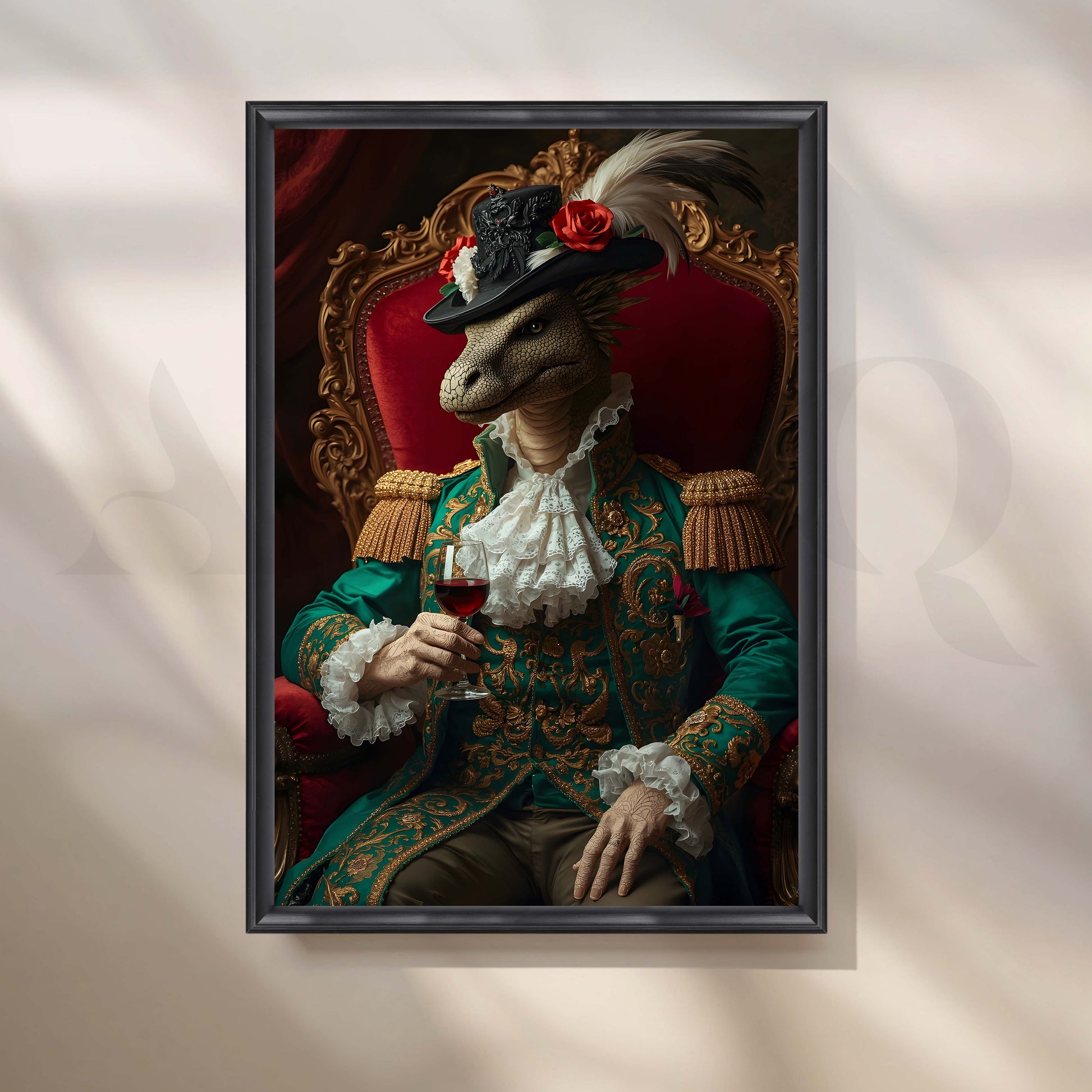Royal Lizard Portrait Luxury Pop Artwork for Entryway/Hallway