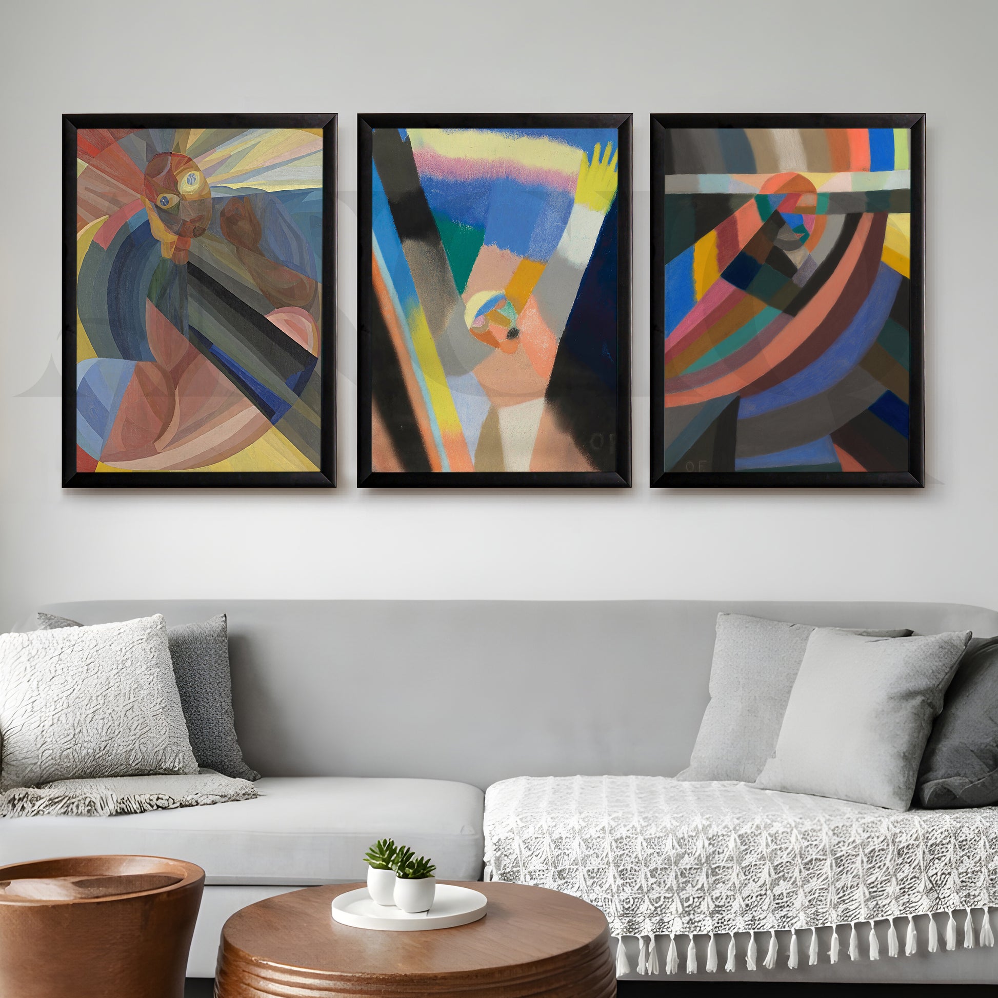Color Spectrum Abstract Gallery Wall – Set of 3 Expressionist Artworks - 18 x 24 Inches for Living Room
