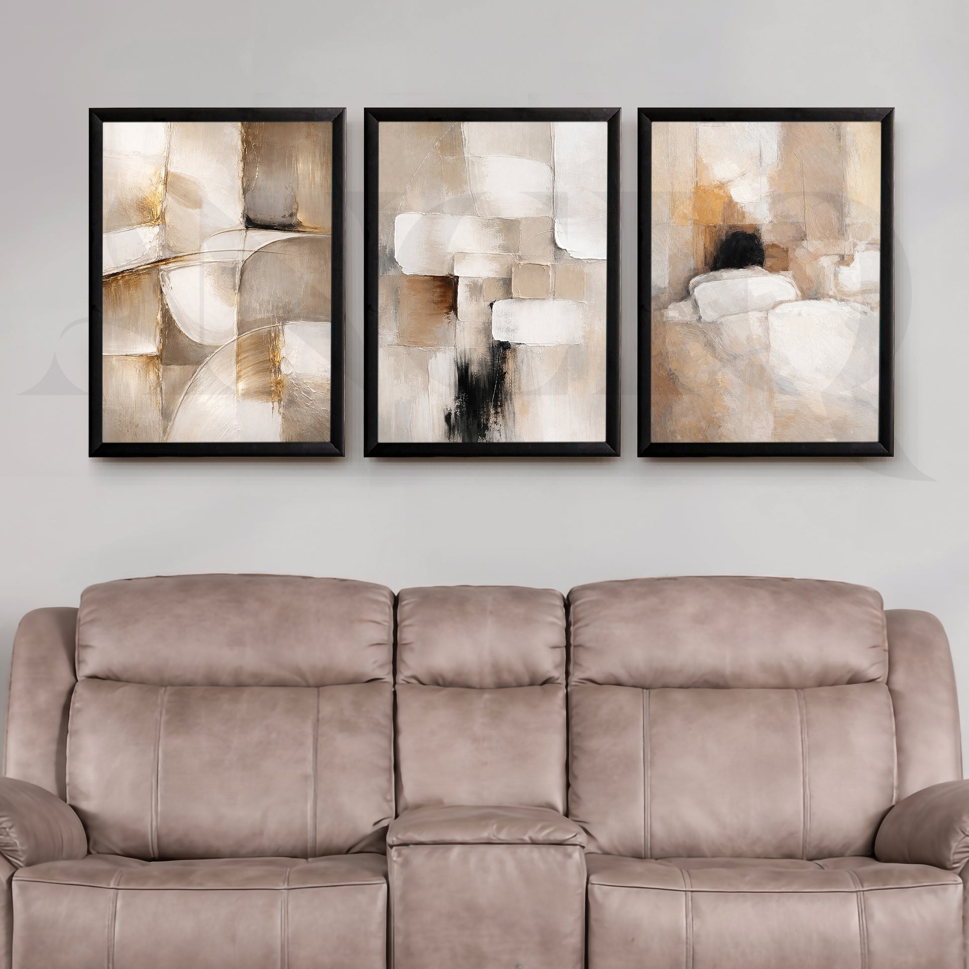 Earthy Textured Abstraction Gallery Wall – Set of 3 Contemporary Artworks - 18 x 24 Inches for Living Room