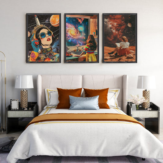 Galactic Dreamscape Gallery Wall – Set of 3 Artworks