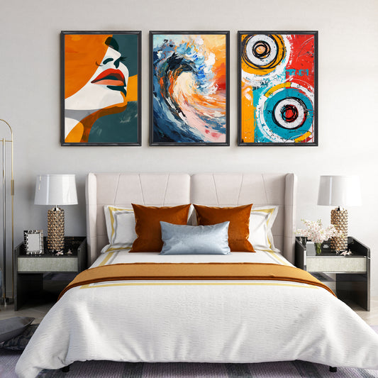 Modern Waves & Muse Gallery Wall – Set of 3 Artworks