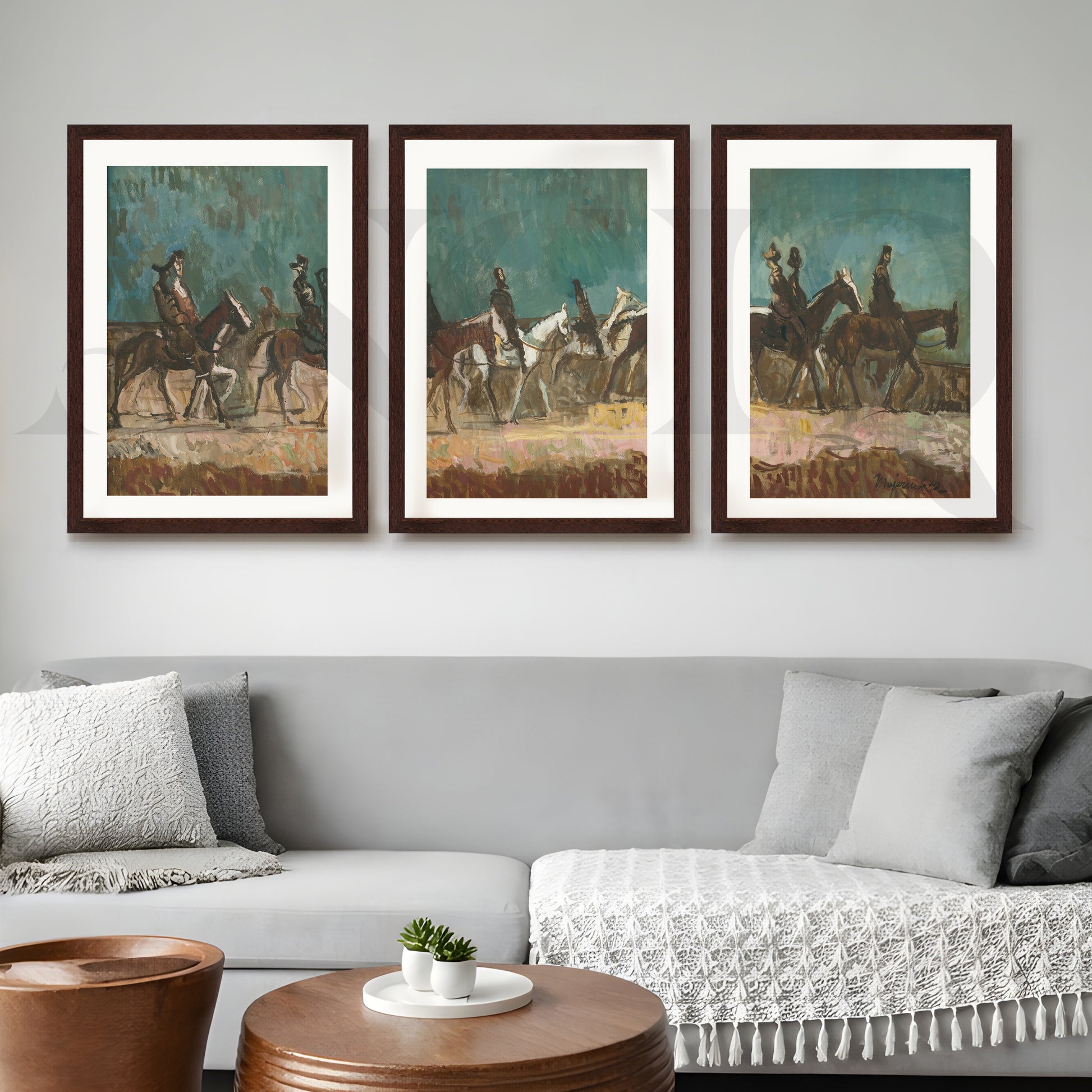 Equestrian Riders Vintage Gallery Wall – Set of 3 Classic Artworks - 18 x 24 Inches for Living Room