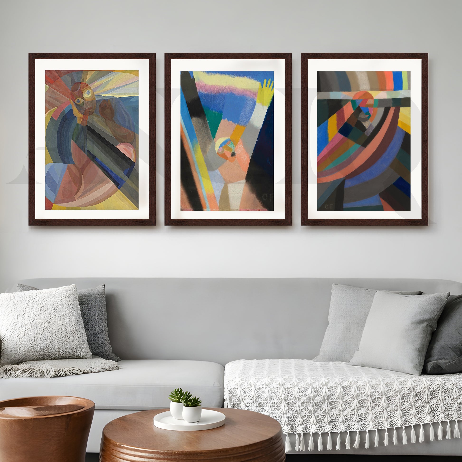 Color Spectrum Abstract Gallery Wall – Set of 3 Expressionist Artworks - 18 x 24 Inches for Living Room