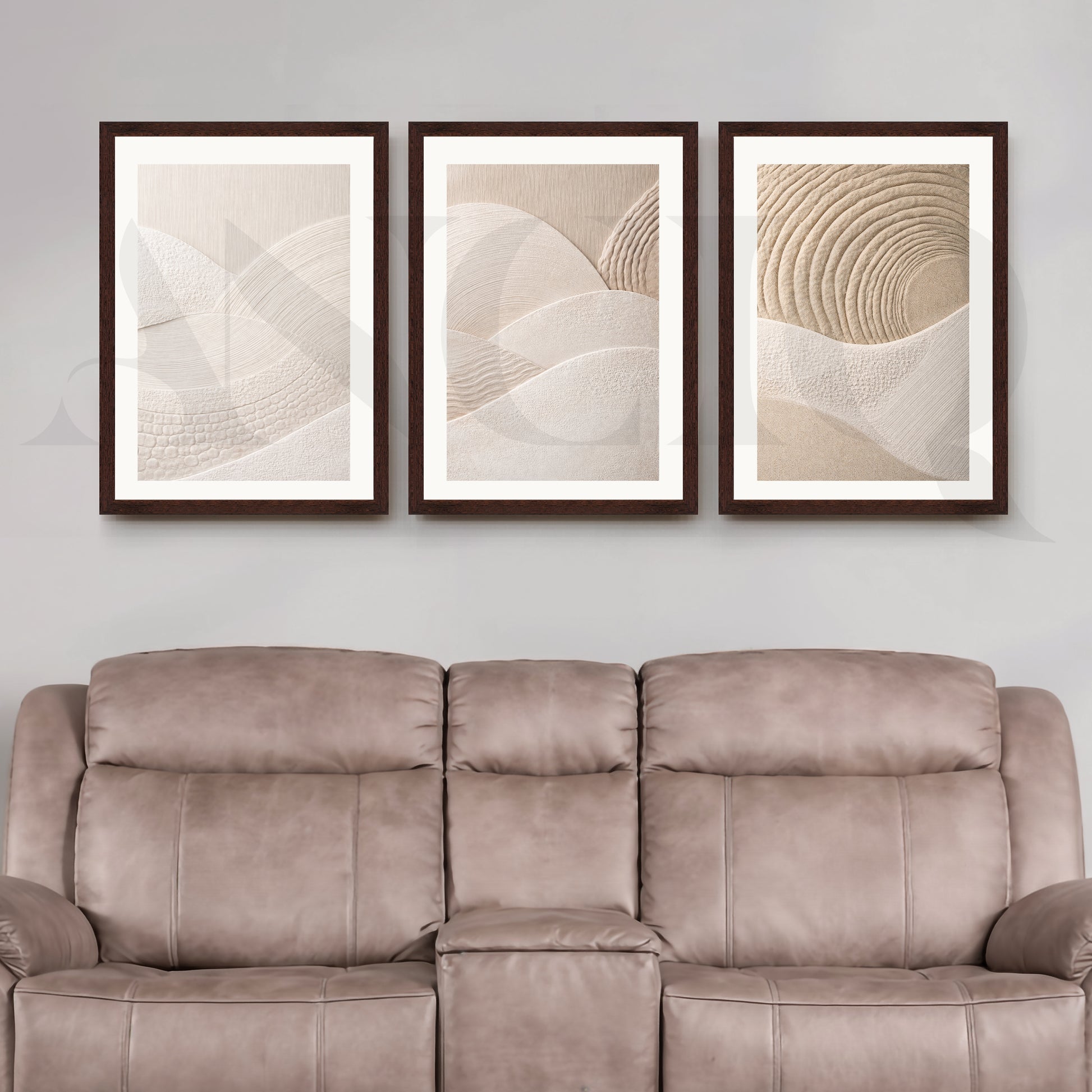 Neutral Textured Abstract Terrain Gallery Wall – Set of 3 Minimal Artworks - 18 x 24 Inches for Living Room