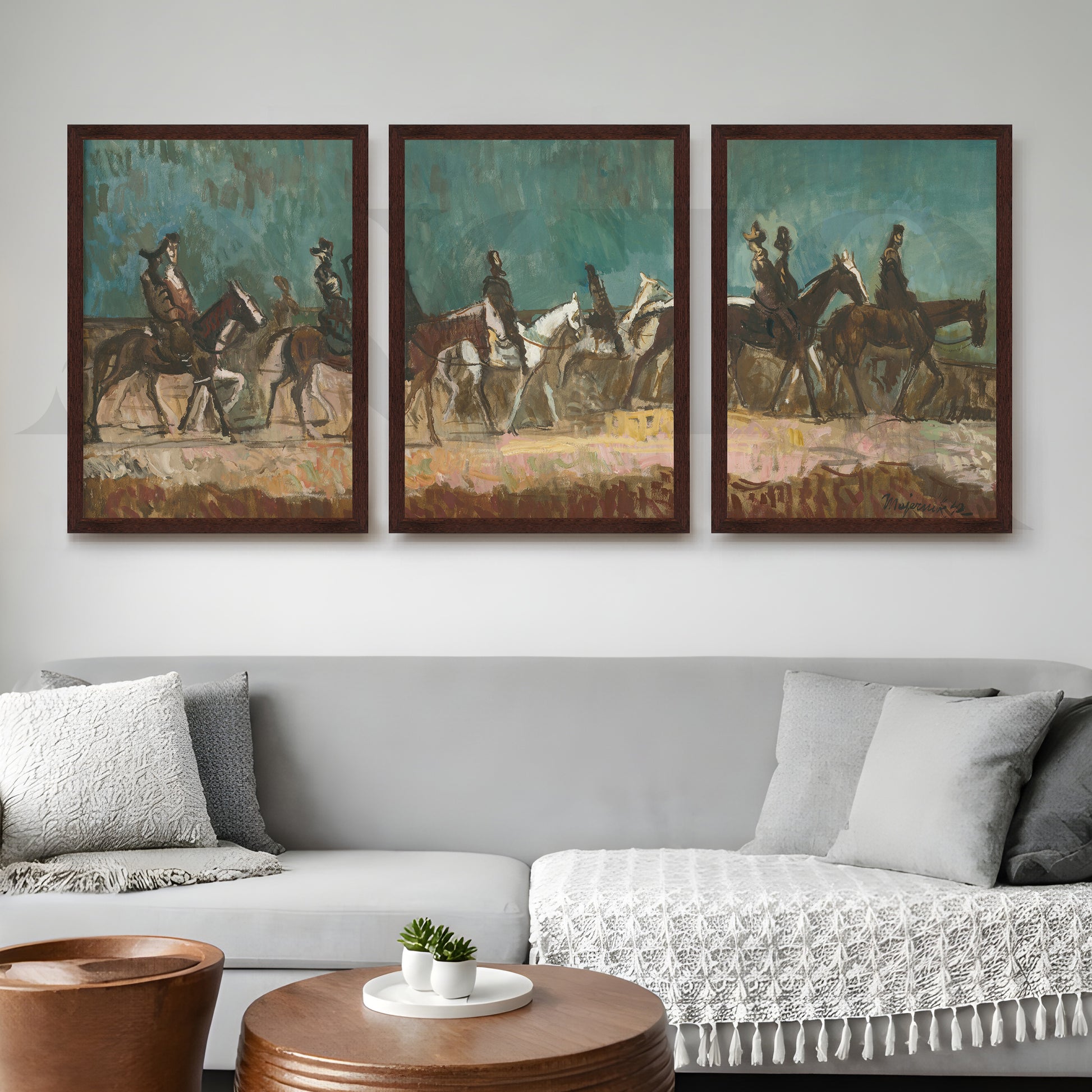 Equestrian Riders Vintage Gallery Wall – Set of 3 Classic Artworks - 18 x 24 Inches for Living Room